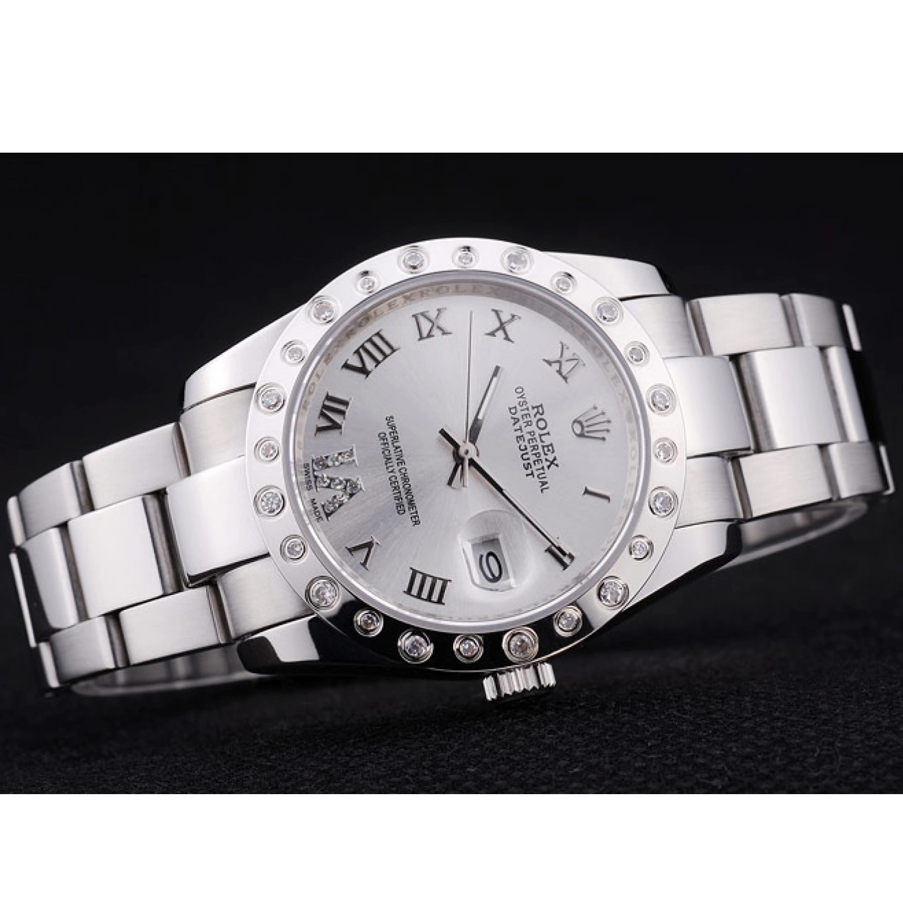 Rolex copies cheap Silver 7468 Dial Rolex Datejust Bezel Diamond 0625